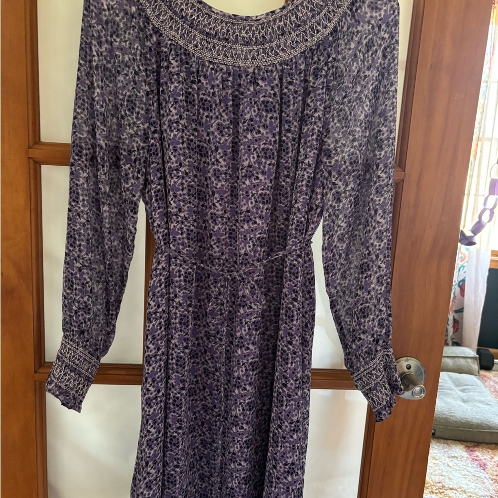LOFT Purple Long Sleeve Dress